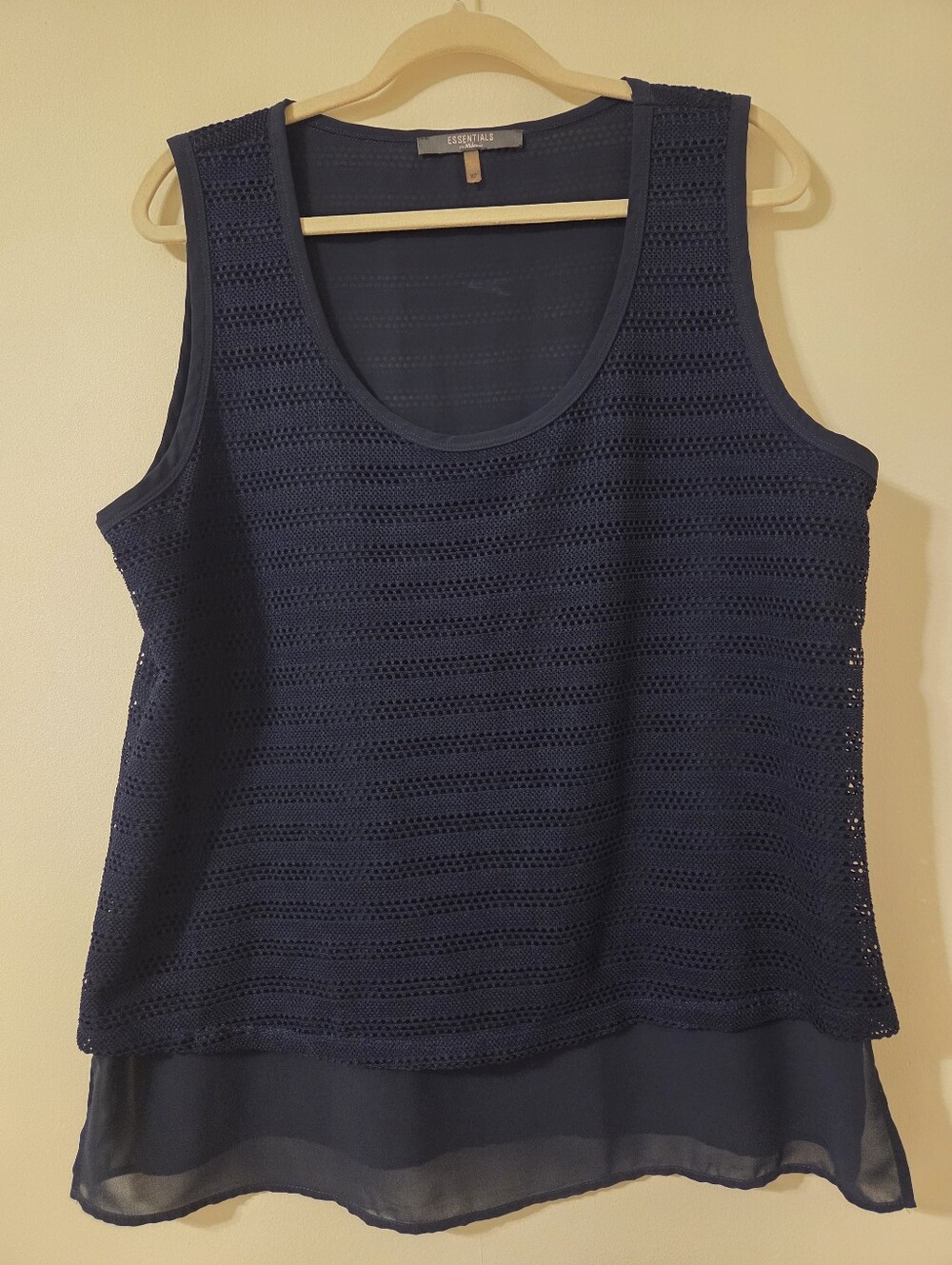 Sleeveless Layered Navy Blue Blouse